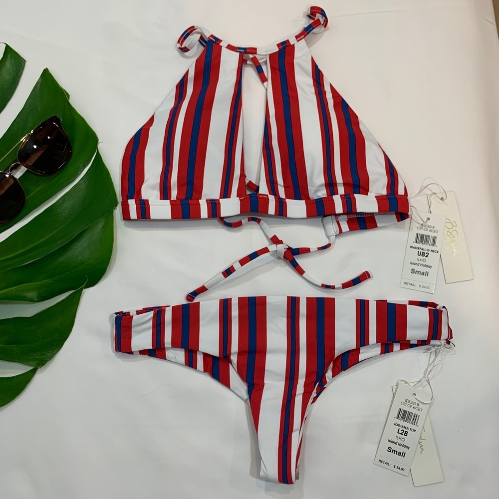 NWT B. Swim High Neck Bikini Top + Brazilian Bottom SET XS Small Medium Large